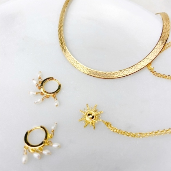 Dainty Gold Plated Sun Necklace - Picture 2 of 3